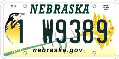 NE license plate 1W9389