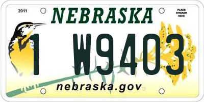 NE license plate 1W9403