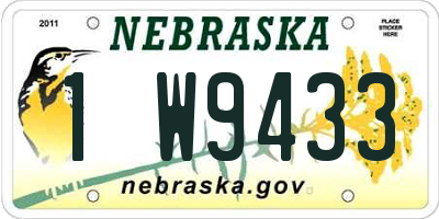 NE license plate 1W9433