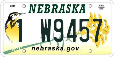 NE license plate 1W9457