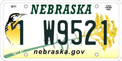 NE license plate 1W9521