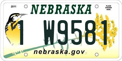 NE license plate 1W9581