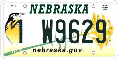 NE license plate 1W9629