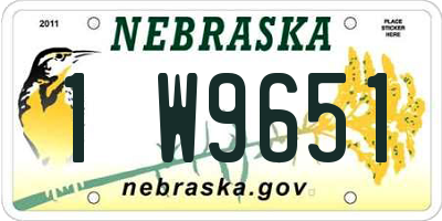 NE license plate 1W9651