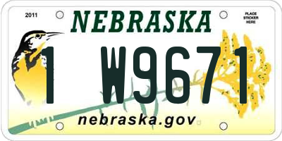 NE license plate 1W9671