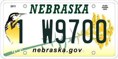 NE license plate 1W9700