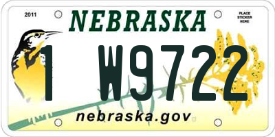 NE license plate 1W9722