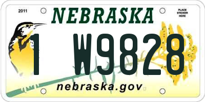 NE license plate 1W9828