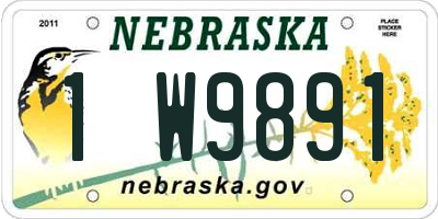 NE license plate 1W9891