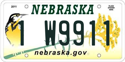 NE license plate 1W9911