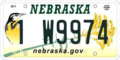 NE license plate 1W9974