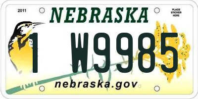 NE license plate 1W9985