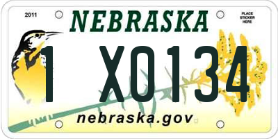 NE license plate 1X0134