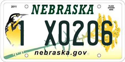 NE license plate 1X0206