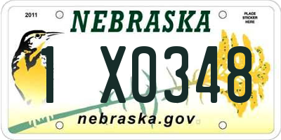 NE license plate 1X0348