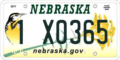 NE license plate 1X0365