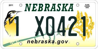 NE license plate 1X0421