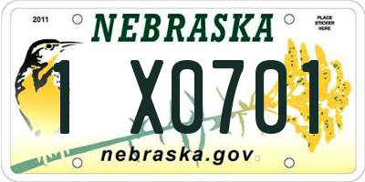 NE license plate 1X0701