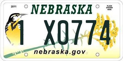 NE license plate 1X0774
