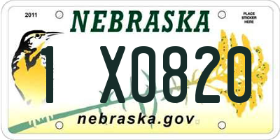 NE license plate 1X0820