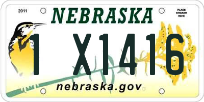 NE license plate 1X1416