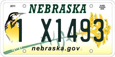 NE license plate 1X1493