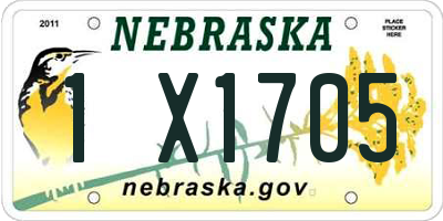 NE license plate 1X1705