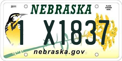 NE license plate 1X1837