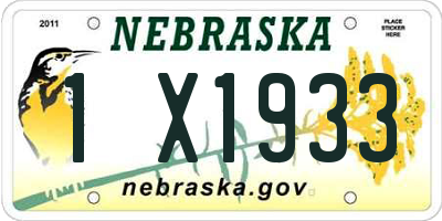 NE license plate 1X1933
