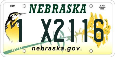 NE license plate 1X2116
