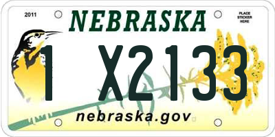 NE license plate 1X2133