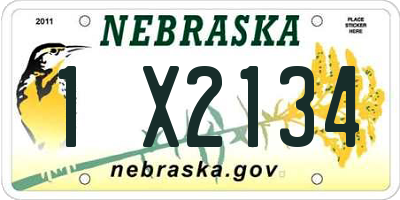 NE license plate 1X2134