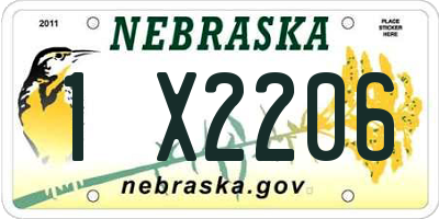 NE license plate 1X2206