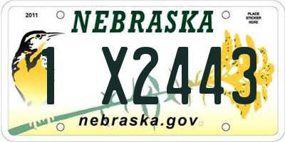 NE license plate 1X2443