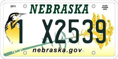 NE license plate 1X2539