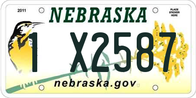 NE license plate 1X2587