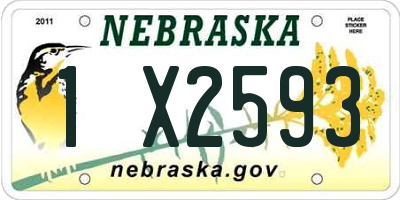 NE license plate 1X2593
