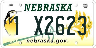 NE license plate 1X2623