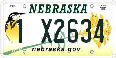 NE license plate 1X2634