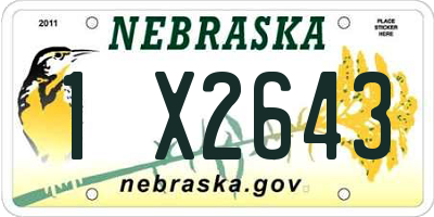NE license plate 1X2643