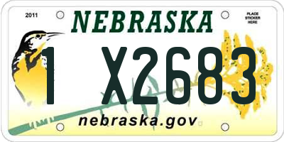 NE license plate 1X2683