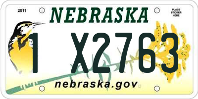 NE license plate 1X2763
