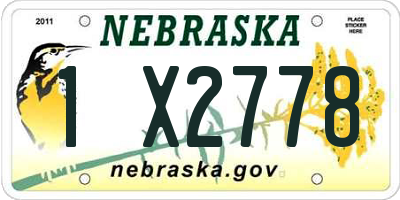 NE license plate 1X2778