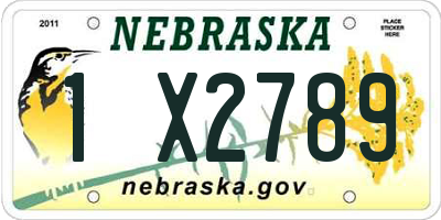 NE license plate 1X2789