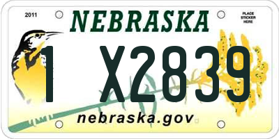 NE license plate 1X2839