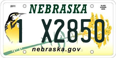 NE license plate 1X2850