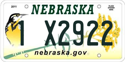 NE license plate 1X2922