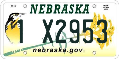 NE license plate 1X2953