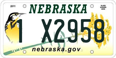 NE license plate 1X2958