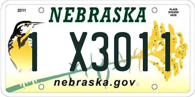 NE license plate 1X3011